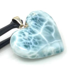 28.5g Larimar Heart Pendant, Large Larimar Sterling Silver Pendant, Bohemian Jewelry, Dominican Republic Genuine Larimar Pendant
