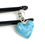 Larimar Heart Pendant, Larimar Sterling Silver Pendant, Bohemian Jewelry, Puffy Larimar Heart Pendant