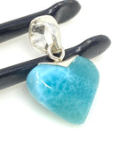 Larimar Heart Pendant, Larimar Sterling Silver Pendant, Bohemian Jewelry, Puffy Larimar Heart Pendant