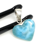 Larimar Heart Pendant, Larimar Sterling Silver Pendant, Bohemian Jewelry, Puffy Larimar Heart Pendant
