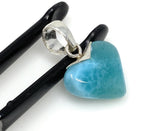 Larimar Heart Pendant, Larimar Sterling Silver Pendant, Bohemian Jewelry, Puffy Larimar Heart Pendant