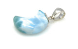 Larimar Moon Pendant, Sterling Silver Pendant, Bohemian Jewelry, Hand Carved Half Moon Larimar Pendant