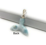 10g Larimar Mermaid Tail Pendant, Sterling Silver Pave Diamond Pendant, Bohemian Jewelry, Larimar Whale Tail Pendant