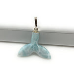 10g Larimar Mermaid Tail Pendant, Sterling Silver Pave Diamond Pendant, Bohemian Jewelry, Larimar Whale Tail Pendant