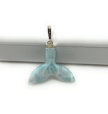 10g Larimar Mermaid Tail Pendant, Sterling Silver Pave Diamond Pendant, Bohemian Jewelry, Larimar Whale Tail Pendant