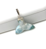 10g Larimar Mermaid Tail Pendant, Sterling Silver Pave Diamond Pendant, Bohemian Jewelry, Larimar Whale Tail Pendant