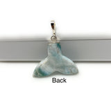 10g Larimar Mermaid Tail Pendant, Sterling Silver Pave Diamond Pendant, Bohemian Jewelry, Larimar Whale Tail Pendant