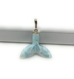 10g Larimar Mermaid Tail Pendant, Sterling Silver Pave Diamond Pendant, Bohemian Jewelry, Larimar Whale Tail Pendant