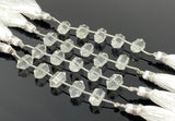 5 Pcs Clear Crystal Quartz Double Terminated Beads, Clear Crystal Quartz Carved Points Gemstone Beads for Jewelry Making, 6x12mm