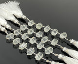 5 Pcs Clear Crystal Quartz Double Terminated Beads, Clear Crystal Quartz Carved Points Gemstone Beads for Jewelry Making, 6x12mm