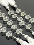 5 Pcs Clear Crystal Quartz Double Terminated Beads, Clear Crystal Quartz Carved Points Gemstone Beads for Jewelry Making, 6x12mm