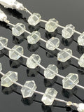5 Pcs Clear Crystal Quartz Double Terminated Beads, Clear Crystal Quartz Carved Points Gemstone Beads for Jewelry Making, 6x12mm