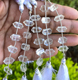 5 Pcs Clear Crystal Quartz Double Terminated Beads, Clear Crystal Quartz Carved Points Gemstone Beads for Jewelry Making, 6x12mm
