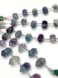 5 Pcs Natural Fluorite Double Terminated Carved Gemstone Points Drilled Beads, Fluorite Beads for Jewelry Making, 6x12mm