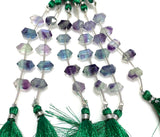 5 Pcs Natural Fluorite Double Terminated Carved Gemstone Points Drilled Beads, Fluorite Beads for Jewelry Making, 6x12mm