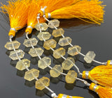 5 Pcs Citrine Double Terminated Beads, Hand Carved Citrine Gemstone Fancy Shape Beads for Jewelry Making, 6x12mm