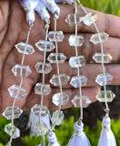 5 Pcs Clear Crystal Quartz Double Terminated Beads, Clear Crystal Quartz Carved Points Gemstone Beads for Jewelry Making, 6x12mm