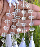 5 Pcs Clear Crystal Quartz Double Terminated Beads, Clear Crystal Quartz Carved Points Gemstone Beads for Jewelry Making, 6x12mm
