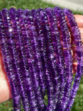 16” Amethyst Faceted Heishi Beads, Natural Gemstone Disc Beads, African Amethyst Tyre Shape Wholesale Beads, AAA Grade 7mm - 8mm