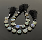 10 Pcs Labradorite Carved Gemstone Beads, Labradorite Shell Shape Briolette Beads for Jewelry Making, 11mm - 12mm