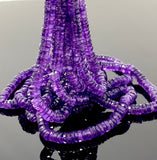 16” Amethyst Faceted Heishi Beads, Natural Gemstone Disc Beads, African Amethyst Tyre Shape Wholesale Beads, AAA Grade 7mm - 8mm
