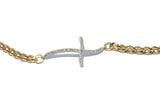 Gold Filled Sideways Silver Cross Bracelet, CZ Micro Pave Cross Jewelry, Christian Religious Spiritual Jewelry, Jewelry Gifts for Her