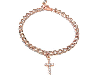 Christian Jewelry, Cross Bracelet , Rose Gold Bracelet, Spiritual Jewelry, Religious Jewelry, Faith Bracelet, Gifts for her, Charm Bracelets