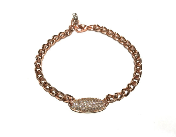 CZ Micro Pave Rose Gold Chain Bracelet, Rose Gold Jewelry, Anniversary Gifts for Her