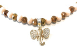 Girls Beaded Necklace with Elephant Charm, Animal Jewelry for Children, Beaded Jewelry for Kids