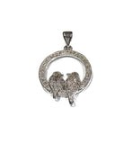 Micro pave Birds Charm Pendant, Cubic Zirconia Pendant, DIY Jewelry, Beads and Charms, Romantic Charm , Love Birds Pendant