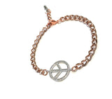 Karma Bracelet, Peace Sign Bracelet, Peace Bracelet, Symbolic Bracelet, Symbolic Jewelry, Peace Sign Gift, Pave Bracelet, Rose Gold Bracelet