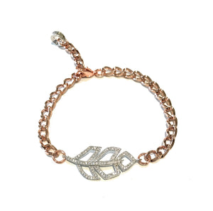 Rose Gold Bracelet, Leaf Bracelet, Pave Bracelet, Rosegold Jewelry, Birthday Gift, Gifts for Her, Silver Bracelet, Nature Jewelry, Rose Gold