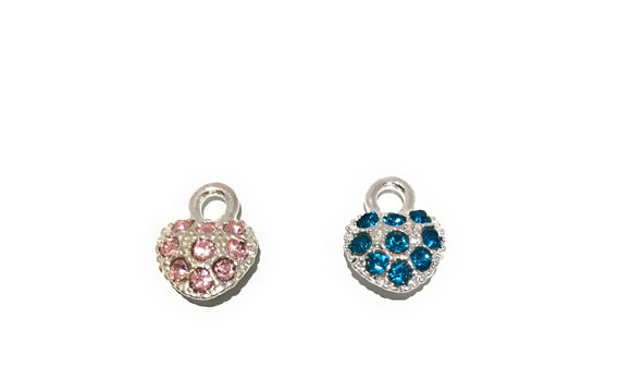Silver Heart Charms, Heart Charms, Rhinestone Heart Charm, Blue Heart Charm, Pink Heart Charm, Jewelry Findings, DIY Jewelry, Love Charms