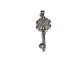 Pave Pendant, Silver Pendant, Flower Pendant, Necklace Supplies, Key Charm Pendant, Micro Pave Pendant, Jewelry Findings, Jewelry Making
