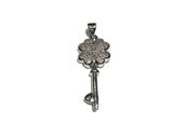 Pave Pendant, Silver Pendant, Flower Pendant, Necklace Supplies, Key Charm Pendant, Micro Pave Pendant, Jewelry Findings, Jewelry Making