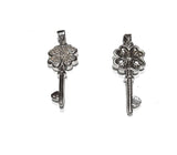Pave Pendant, Silver Pendant, Flower Pendant, Necklace Supplies, Key Charm Pendant, Micro Pave Pendant, Jewelry Findings, Jewelry Making