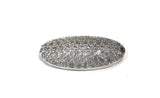 Silver Connectors, Silver Charm, Oval Connector, Jewelry Supplies, DIY Jewelry, Bracelet Connector, Jewelry Connectors, Pave Connectors