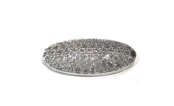 Silver Connectors, Silver Charm, Oval Connector, Jewelry Supplies, DIY Jewelry, Bracelet Connector, Jewelry Connectors, Pave Connectors