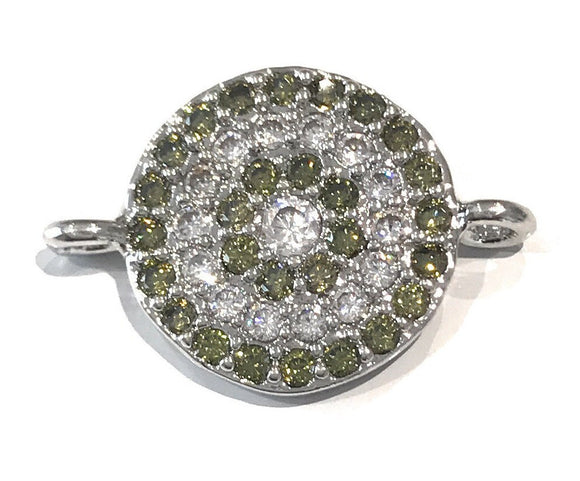 Pave Disc Connector, Micro pave Connector, Silver Disc Connector, Jewelry Making Supplies, Bracelet Connector, Disc Connector, DIY Jewelry