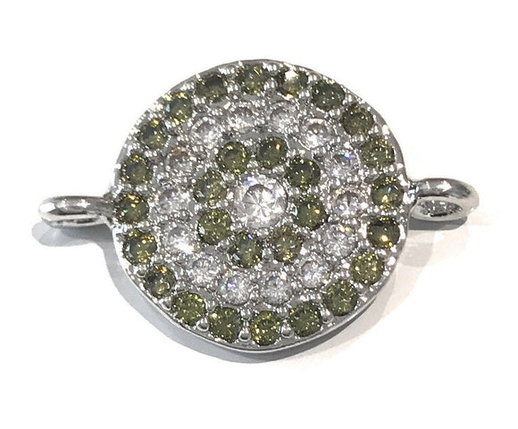 Pave Disc Connector, Micro pave Connector, Silver Disc Connector, Jewelry Making Supplies, Bracelet Connector, Disc Connector, DIY Jewelry