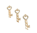 Lucky Charm, Word Charms, Heart Charm, Key Charm, Heart Key Charm, Jewelry Findings, Bulk Charms, Wholesale Charms, Gold Charms, DIY Jewelry