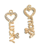 Lucky Charm, Word Charms, Heart Charm, Key Charm, Heart Key Charm, Jewelry Findings, Bulk Charms, Wholesale Charms, Gold Charms, DIY Jewelry