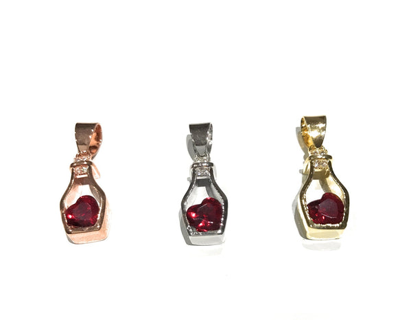 Heart Pendant, Bottle Pendant, Pave Pendants, Jewelry Supplies, Jewelry Making, CZ Pendants, Pave Pendants, CZ Micro Pave, DIY Jewelry, 1 Pc