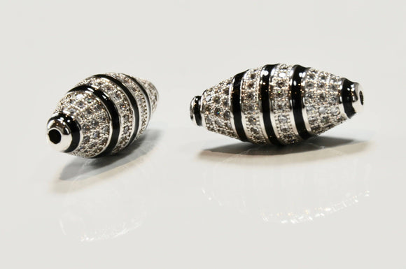 CZ Micro Pave Football Spacer Beads, Jewelry Supplies, Jewelry Findings for Jewelry Making