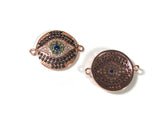 Disc Connector, Evil Eye Connector, Bracelet Connector, Jewelry Findings, Jewelry Supplies, CZ Micro Pave, Micro Pave Findings, 1 Pc