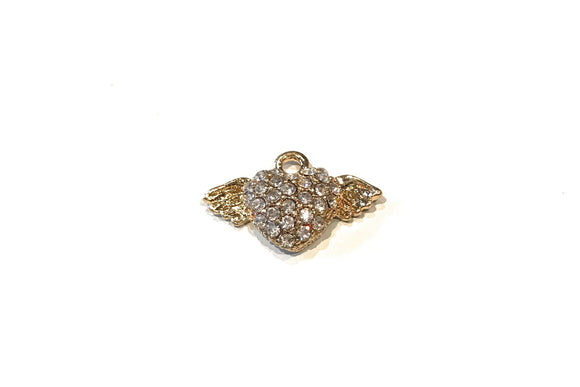 Wing Charms, Gold Heart Charms, Wings Gold Charms, DIY Jewelry, Jewelry Making , Jewelry Supplies, Jewelry findings