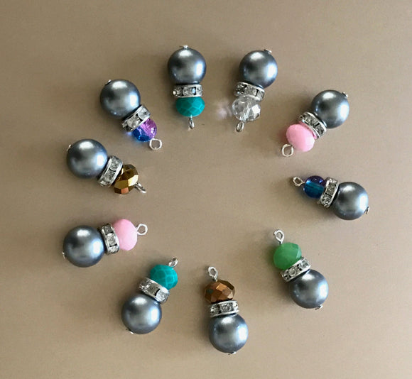 10 Pcs Mix Bead Charms, Bulk Crystal Charms, Cultured Pearl Charms, Jewelry Making, Bracelet Charms, Necklace Charms