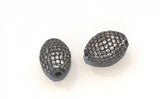 Oval Beads, Micro Pave Beads, CZ Pave Beads, Pave Spacer Beads, DIY Jewelry, Jewelry Findings, Egg Beads, Pave Beads, 16x11.5mm, 1 Piece