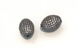 Oval Beads, Micro Pave Beads, CZ Pave Beads, Pave Spacer Beads, DIY Jewelry, Jewelry Findings, Egg Beads, Pave Beads, 16x11.5mm, 1 Piece