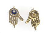 CZ Micro Pave Evil Eye Links, Hand of Fatima Connectors for Jewelry Making, Hamsa Hand Jewelry Connector at Wholesale Price, 12x20.5x3mm